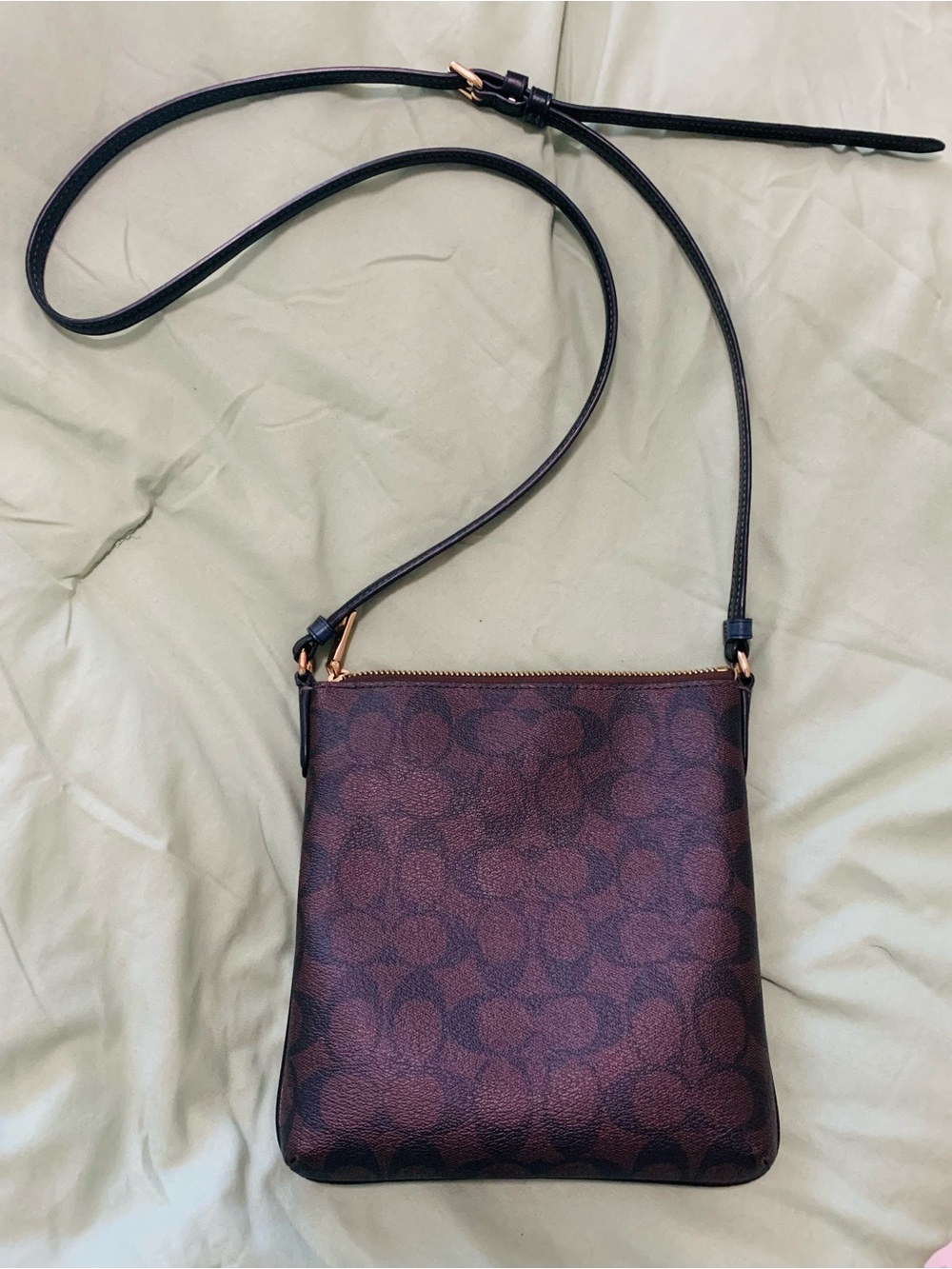 Coach Brown Signature Crossbody with Black Strap and Gold Hardware - Picture 3 of 3